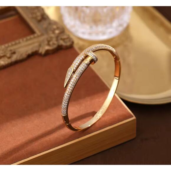 Gold Juste un Clou Classic Nail Bangle Bracelet - Picture 5 of 8